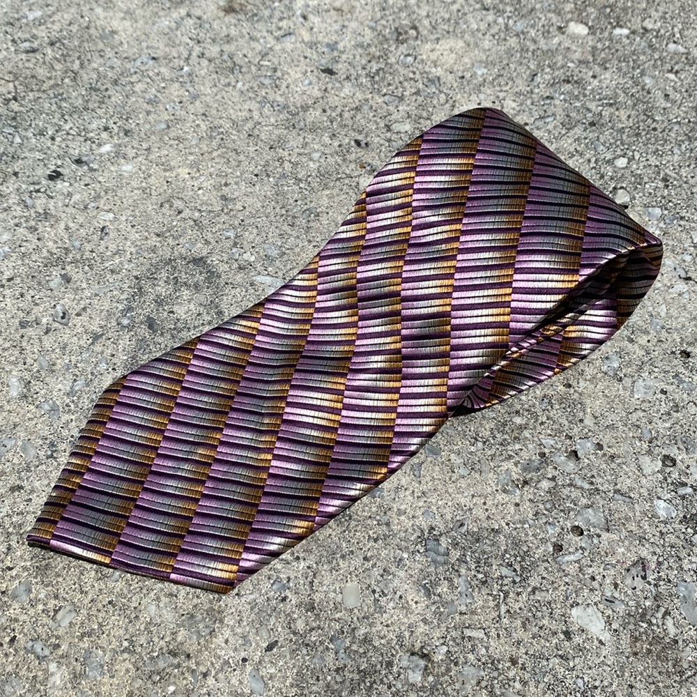 NWOT Valentino Reflective Color Block Sheer Gloss Mens Neck Tie Made In Italy